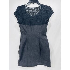 Silence + Noise Dress Women's Sz M Grey Denim Short Sleeve Bodycon Mini Zipper